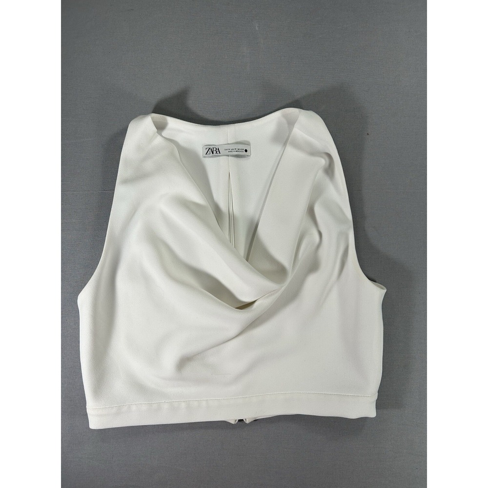 Zara cowl neck sleeveless crop winter white‎ blouse women's medium